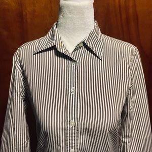 J CREW White Stripes Button Down Shirt Size S